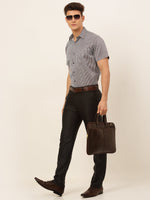 Thumbnail for Jainish Men's White Classic Striped Formal Shirt - Distacart