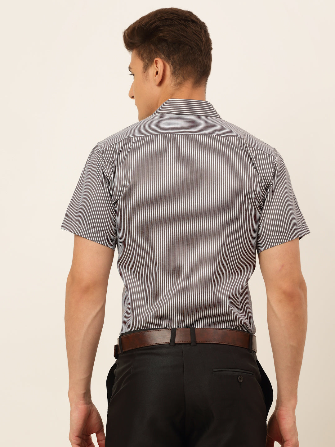 Jainish Men's White Classic Striped Formal Shirt - Distacart