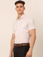 Thumbnail for Jainish Men's White Classic Striped Formal Shirt - Distacart