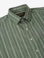 Thumbnail for Jainish Men's Green & White Classic Striped Formal Shirt - Distacart