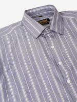 Thumbnail for Jainish Men's Light Grey & White Classic Striped Formal Shirt - Distacart