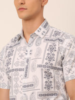 Thumbnail for Jainish Men's Cotton Printed Formal Shirts - White - Distacart