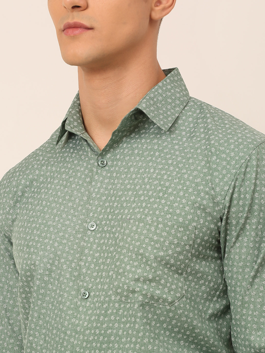 Jainish Men's Green Classic Printed Formal Shirt - Distacart