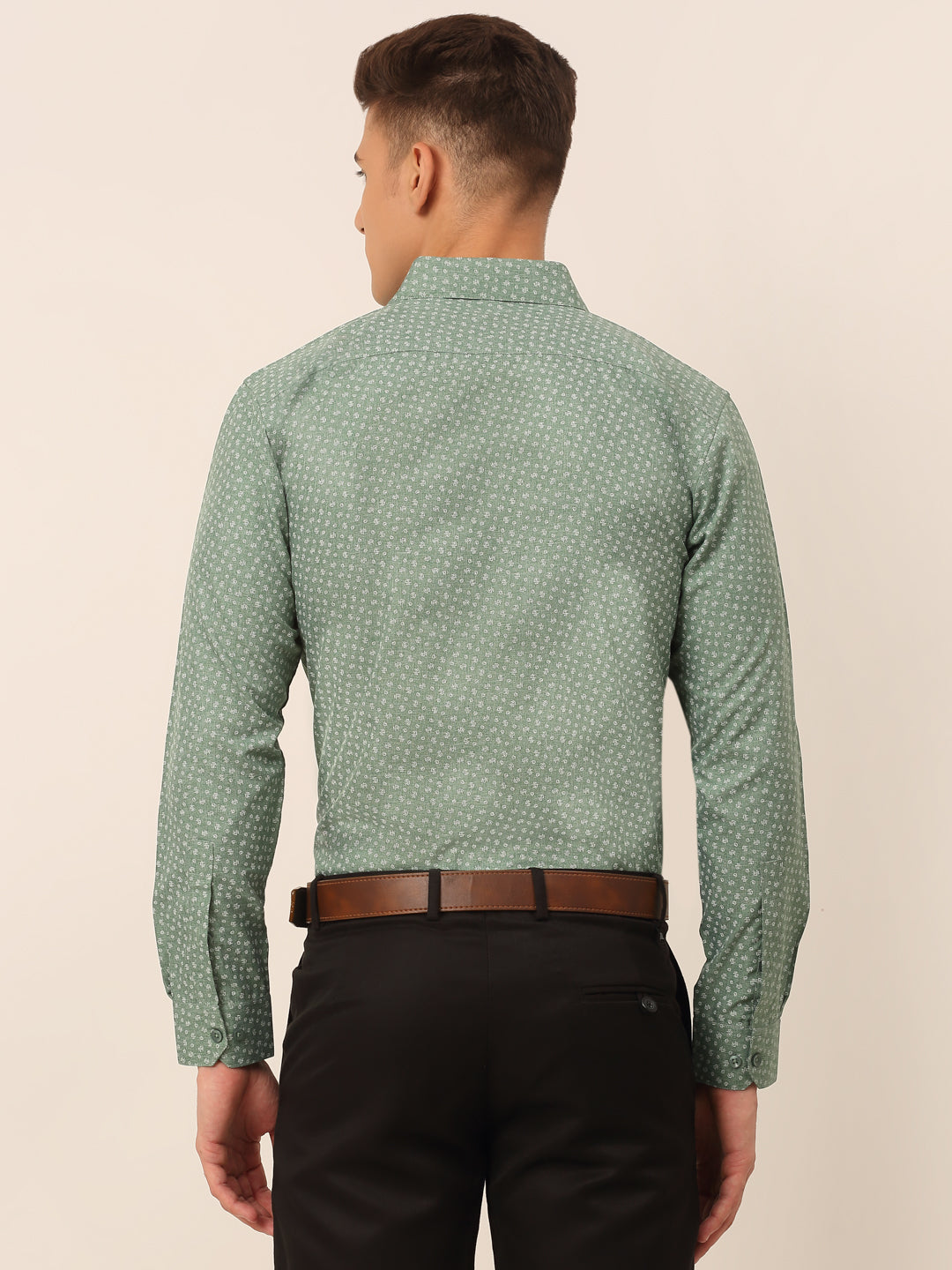 Jainish Men's Green Classic Printed Formal Shirt - Distacart