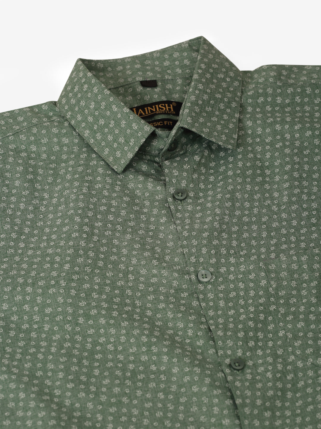 Jainish Men's Green Classic Printed Formal Shirt - Distacart