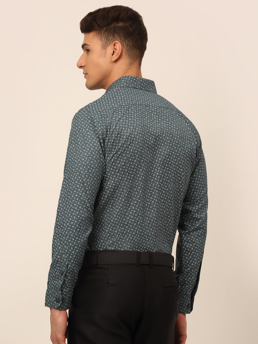 Jainish Men's Grey Classic Printed Formal Shirt - Distacart