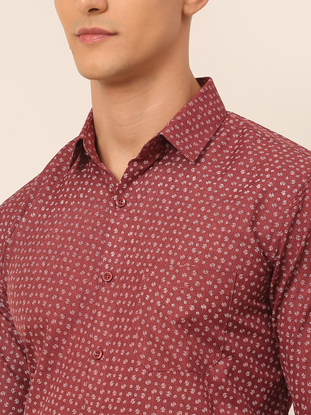 Jainish Men's Maroon Classic Printed Formal Shirt - Distacart
