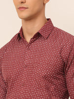Thumbnail for Jainish Men's Maroon Classic Printed Formal Shirt - Distacart