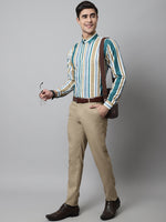 Thumbnail for Jainish Men's Green Classic Striped Formal Shirt - Distacart