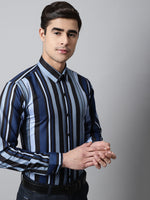 Thumbnail for Jainish Men's Grey Classic Striped Formal Shirt - Distacart