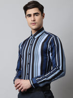 Thumbnail for Jainish Men's Grey Classic Striped Formal Shirt - Distacart