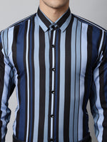 Thumbnail for Jainish Men's Grey Classic Striped Formal Shirt - Distacart