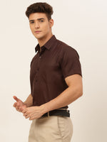 Thumbnail for Jainish Men's Cotton Solid Formal Shirt - Coffee - Distacart