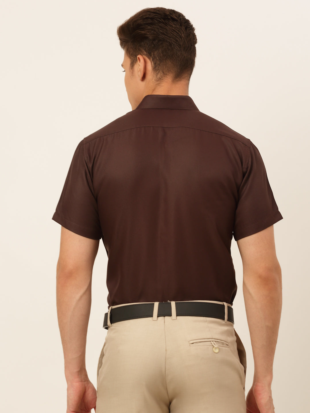 Jainish Men's Cotton Solid Formal Shirt - Coffee - Distacart