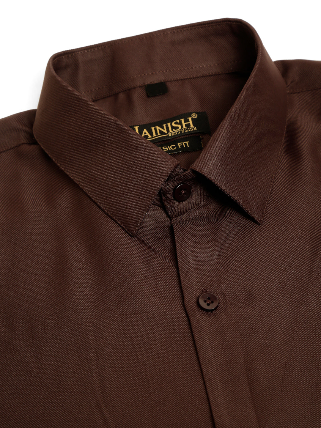 Jainish Men's Cotton Solid Formal Shirt - Coffee - Distacart
