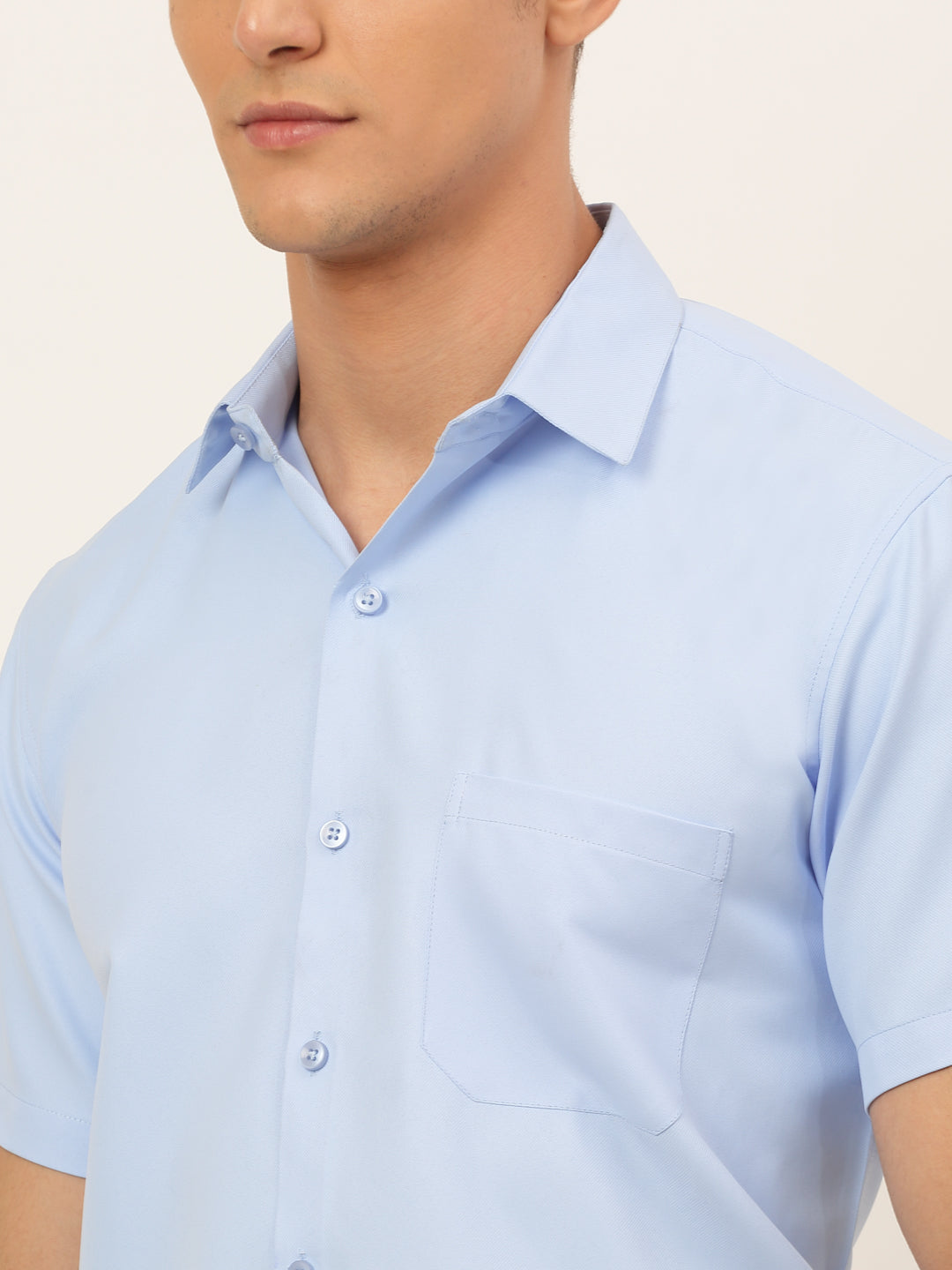 Jainish Men's Cotton Solid Formal Shirt - Firozi - Distacart