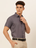 Thumbnail for Jainish Men's Cotton Solid Formal Shirt - Grey - Distacart