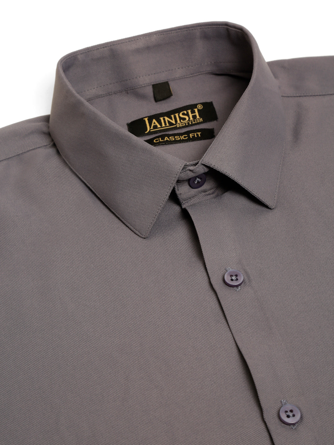 Jainish Men's Cotton Solid Formal Shirt - Grey - Distacart