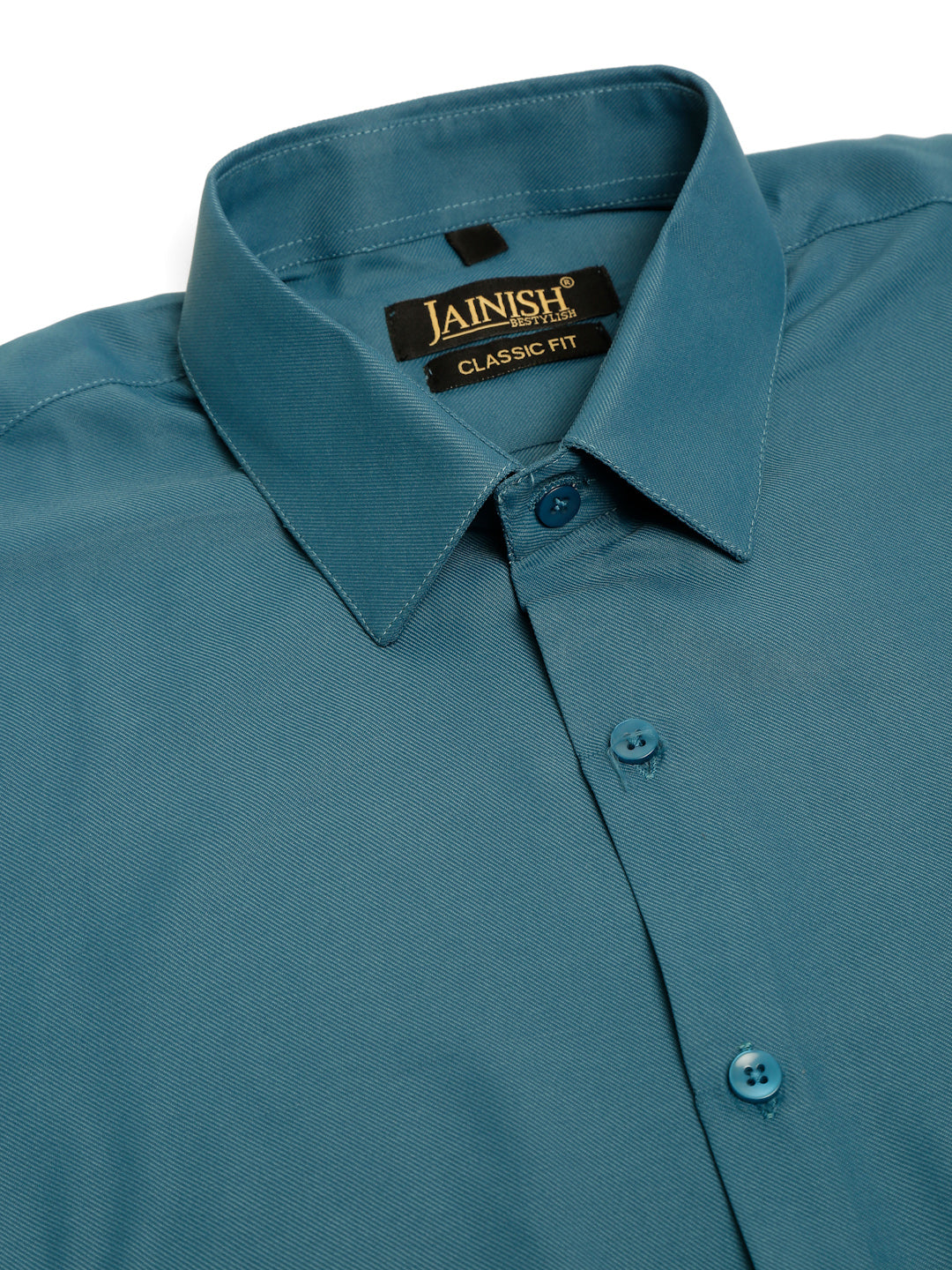 Jainish Men's Cotton Solid Formal Shirt - Teal - Distacart