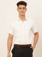Thumbnail for Jainish Men's Cotton Solid Formal Shirt - White - Distacart