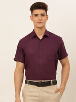 Thumbnail for Jainish Men's Cotton Solid Formal Shirt - Wine - Distacart