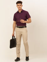 Thumbnail for Jainish Men's Cotton Solid Formal Shirt - Wine - Distacart