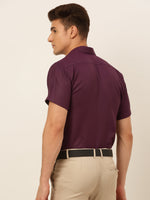 Thumbnail for Jainish Men's Cotton Solid Formal Shirt - Wine - Distacart