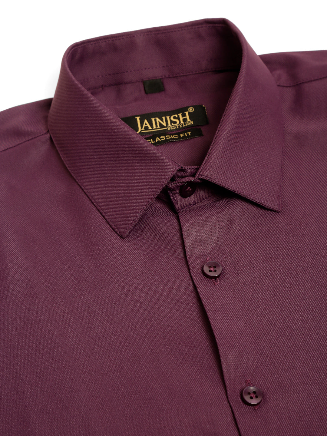 Jainish Men's Cotton Solid Formal Shirt - Wine - Distacart