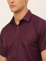 Thumbnail for Jainish Men's Cotton Solid Formal Shirt - Wine - Distacart