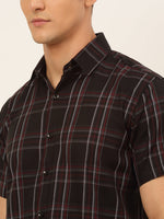 Thumbnail for Jainish Men's Cotton Checked Formal Shirts - Black - Distacart
