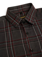 Thumbnail for Jainish Men's Cotton Checked Formal Shirts - Brown - Distacart
