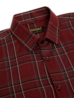Thumbnail for Jainish Men's Cotton Checked Formal Shirts - Maroon - Distacart