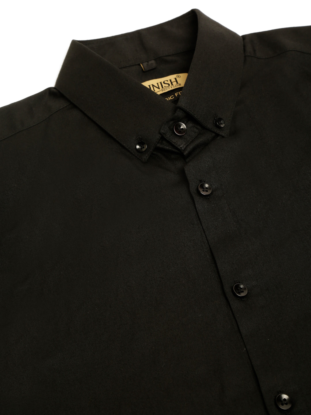 Jainish Men's Cotton Solid Formal Shirt - Black - Distacart