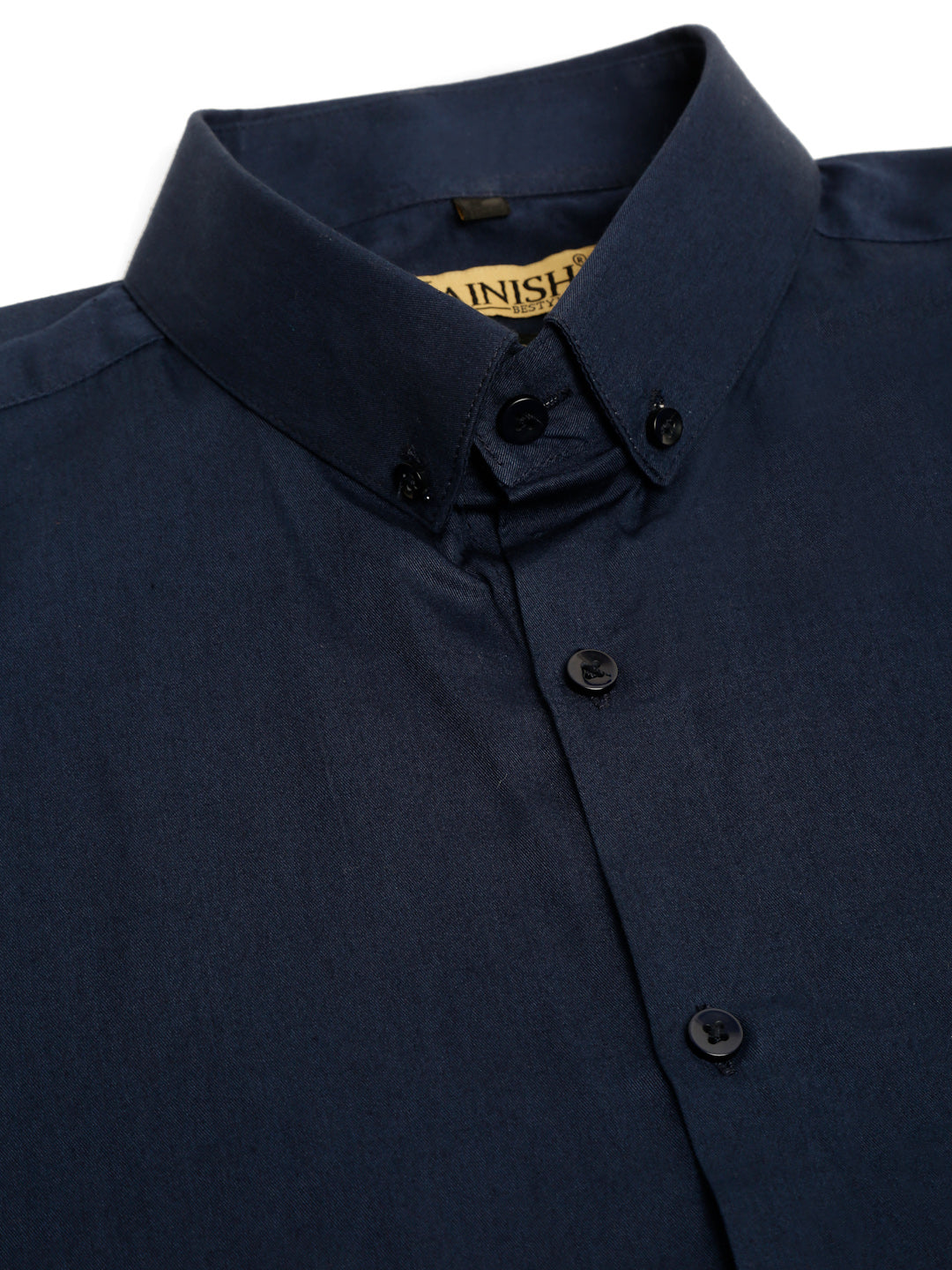 Jainish Men's Cotton Solid Formal Shirt - Navy Blue - Distacart