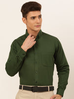 Thumbnail for Jainish Men's Cotton Solid Formal Shirt - Olive - Distacart