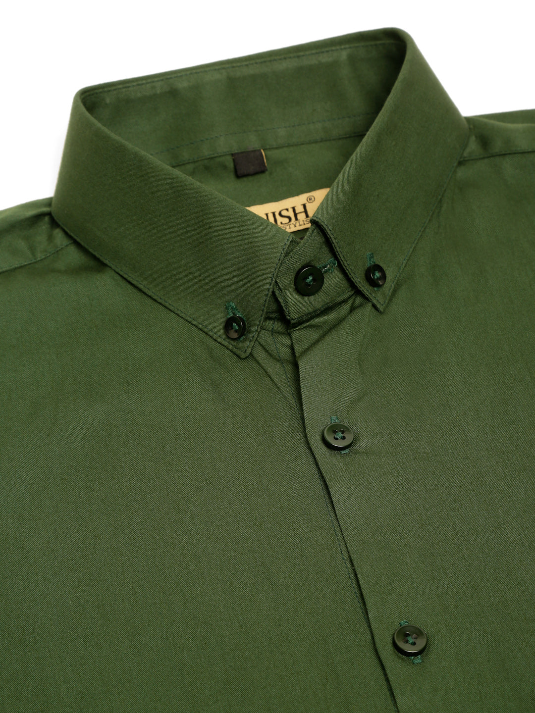 Jainish Men's Cotton Solid Formal Shirt - Olive - Distacart