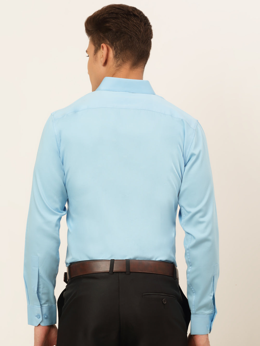 Jainish Men's Cotton Solid Formal Shirt - Sky Blue - Distacart