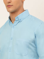 Thumbnail for Jainish Men's Cotton Solid Formal Shirt - Sky Blue - Distacart