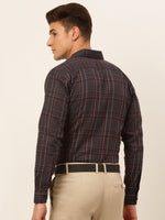 Thumbnail for Jainish Men's Cotton Checked Formal Shirts - Brown - Distacart