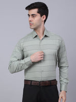 Thumbnail for Jainish Men's Pista Green Horizontal Striped Formal Shirt - Distacart