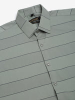 Thumbnail for Jainish Men's Pista Green Horizontal Striped Formal Shirt - Distacart