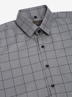 Thumbnail for Jainish Men's Cotton Half Sleeve Checked Formal Shirts - Grey - Distacart