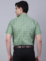 Thumbnail for Jainish Men's Cotton Half Sleeve Checked Formal Shirts - Pista - Distacart