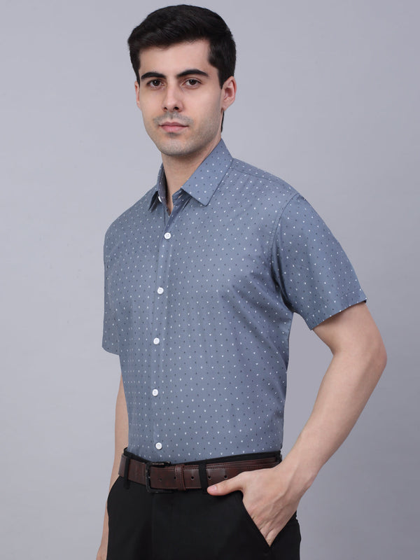 Jainish Men's Cotton Half Sleeve Printed Formal Shirts - Grey - Distacart