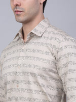 Thumbnail for Jainish Men's Cotton Lycra Printed Formal Shirts - Cream - Distacart