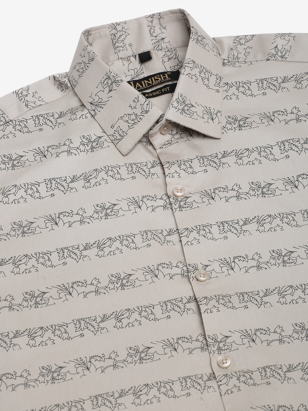 Jainish Men's Cotton Lycra Printed Formal Shirts - Cream - Distacart