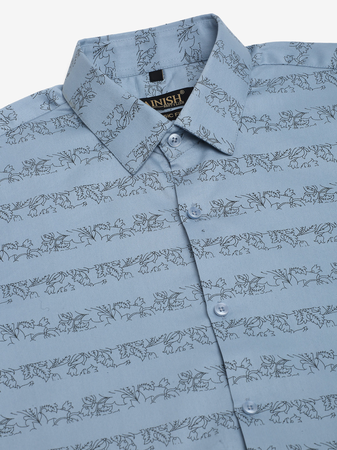 Jainish Men's Cotton Lycra Printed Formal Shirts - Sky Blue - Distacart