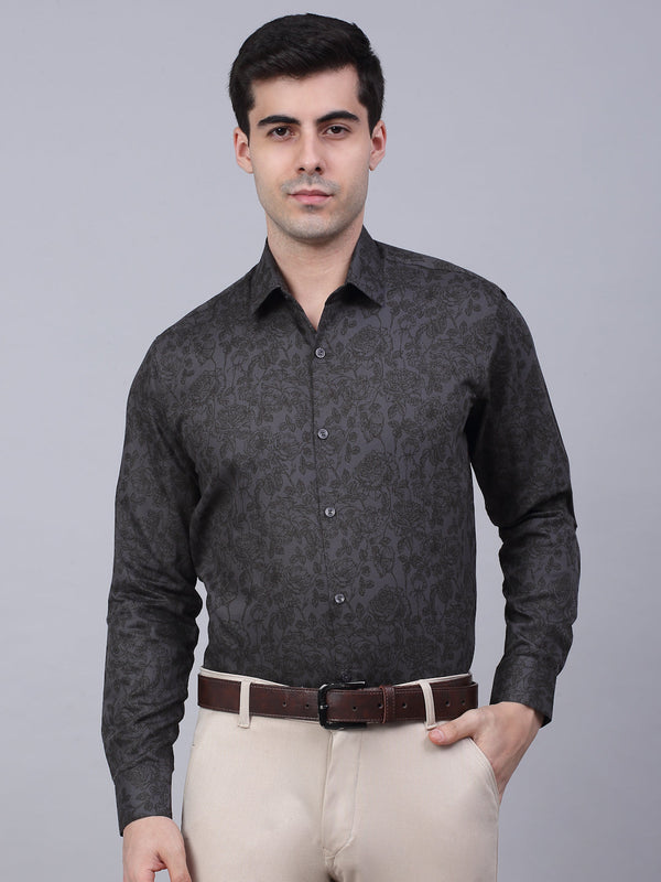 Jainish Men's Cotton Lycra Printed Formal Shirts - Grey - Distacart