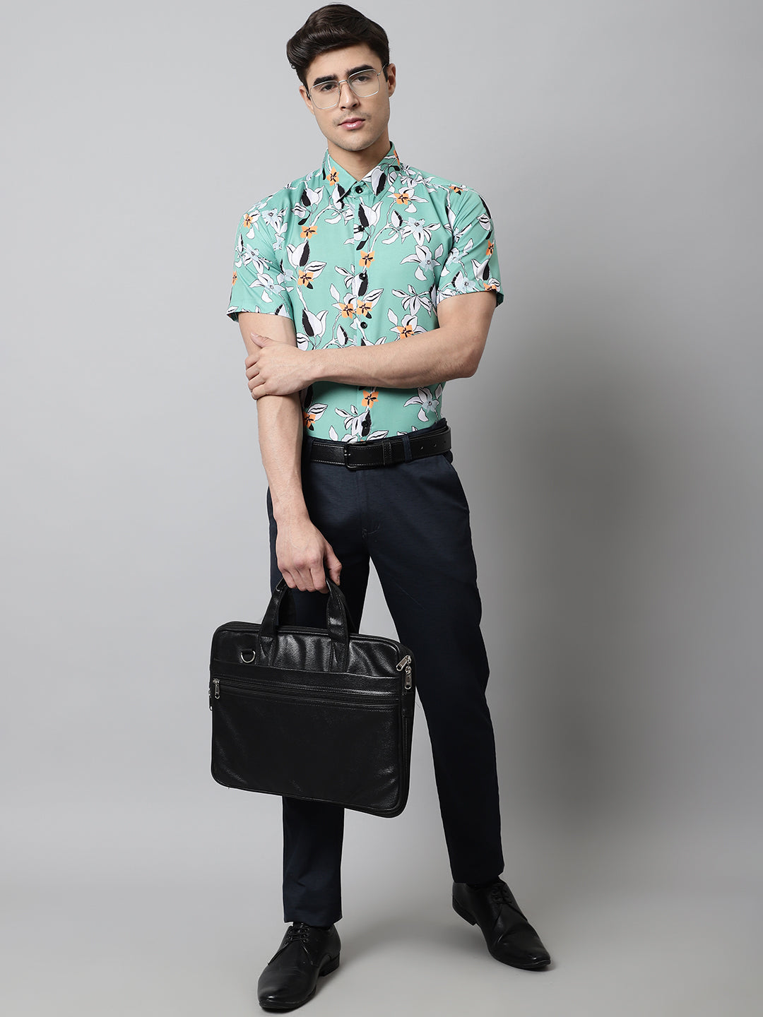 Jainish Men's Green Classic Printed Formal Shirt - Distacart