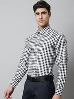 Thumbnail for Jainish Men's Black Checks Pure Cotton Formal Shirt - Distacart